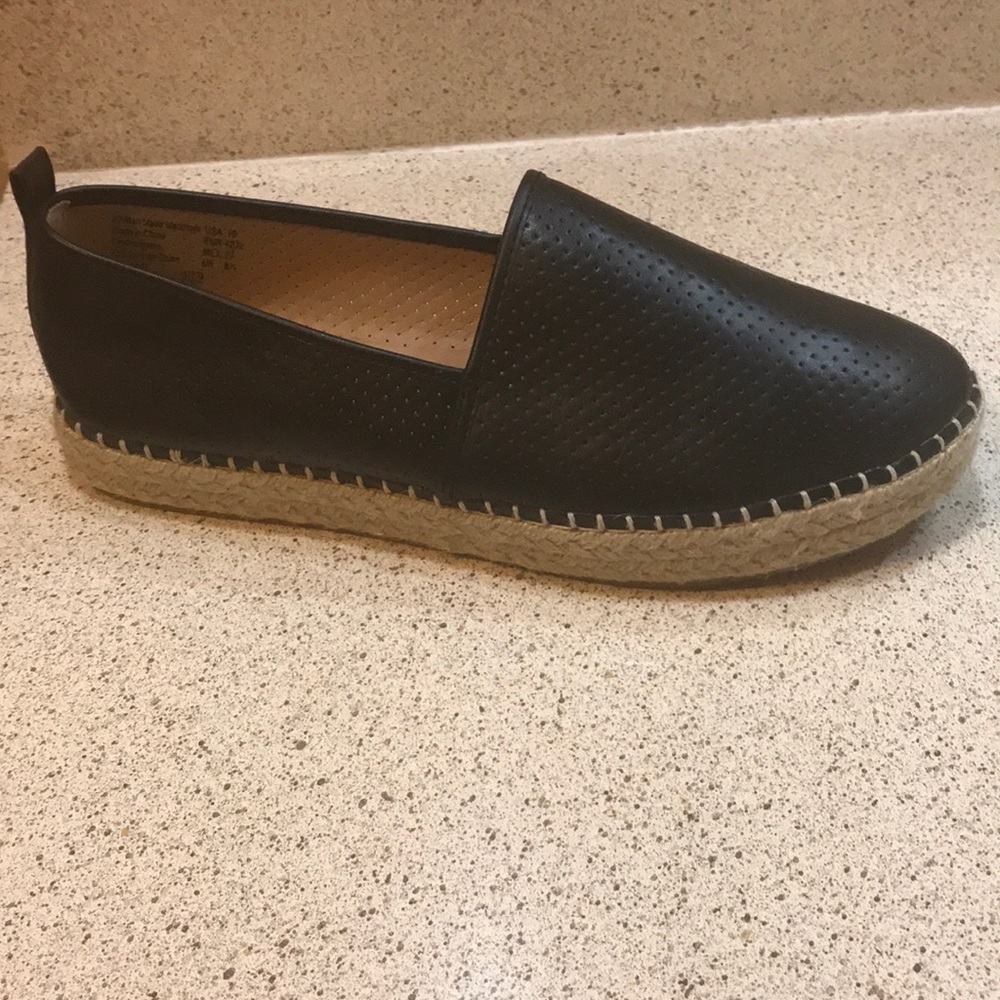 Perforated Faux Leather Espadrilles • Size 10